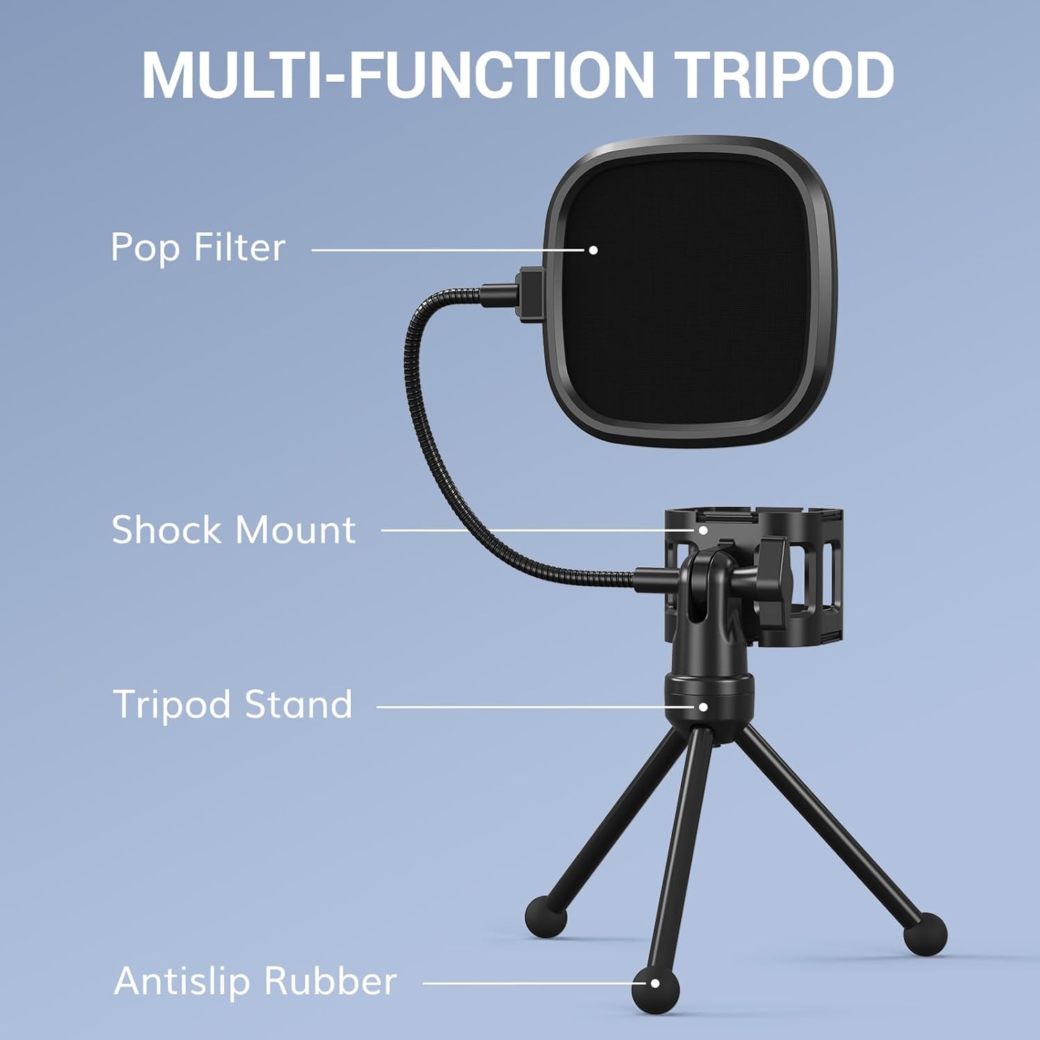 Color Blue TONOR TC-777 Podcast Microphone, USB Computer Microphone, Cardioid Condenser PC Mic with Tripod Stand and Pop Filter for Podcasting, Streaming, Vocal Recording, Compatible with PC & Laptop, PS4/5